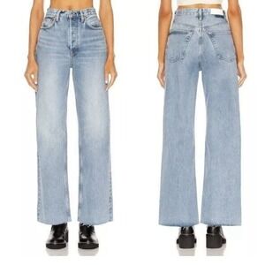 Re/Done Womens Jeans 70s Ultra‎ High Rise Wide Leg 60s Fade Wash Button Fly 29